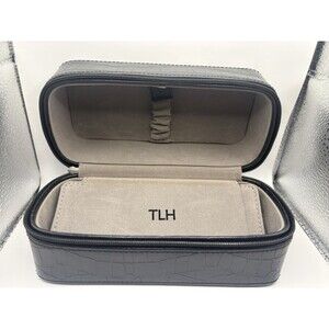 TLH Black Croc Sunglass Case • Zipper Hard Shell Eyewear Box Holder 6”